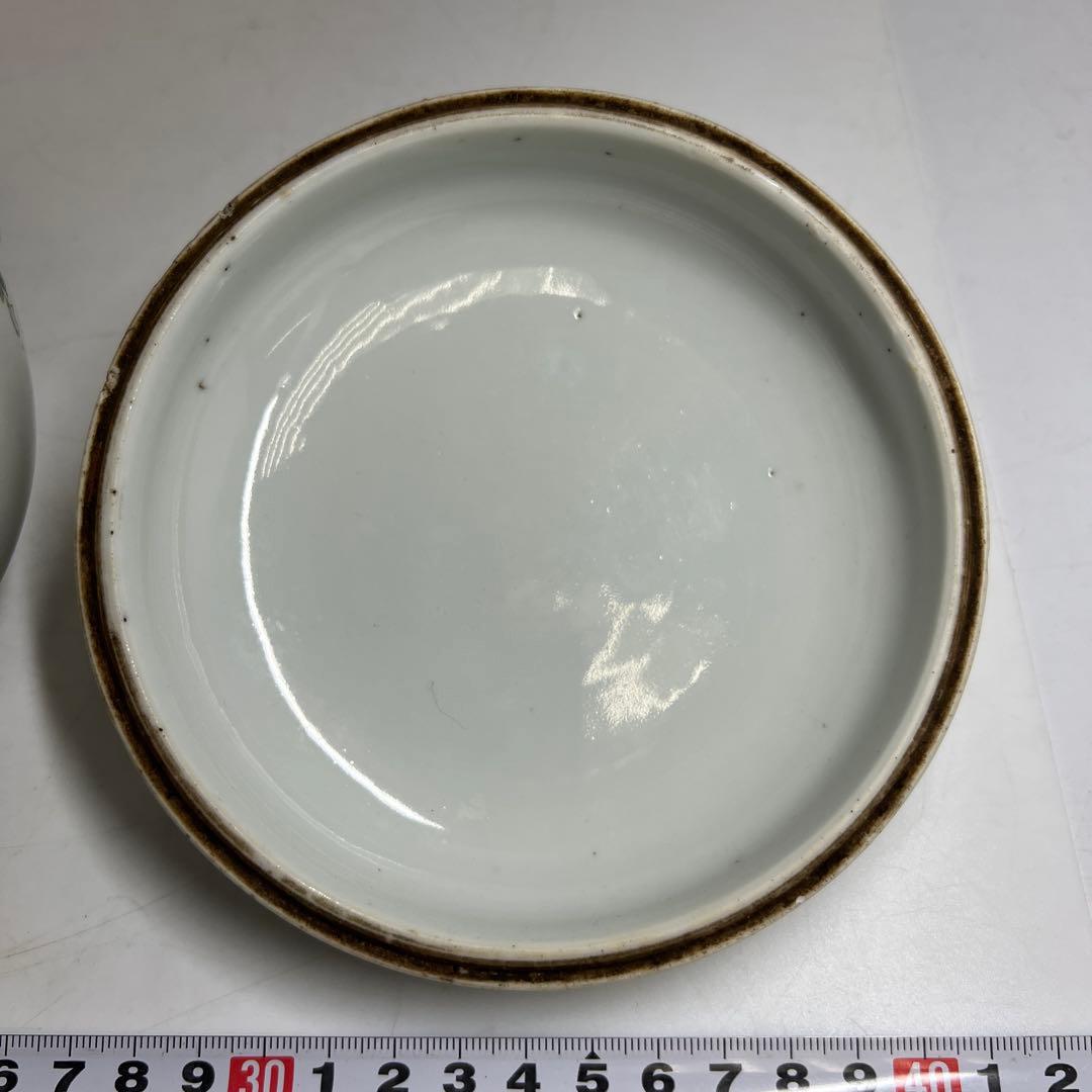 中国清時代　粉彩花蝶図水指　木箱付　高約15.5㎝　東Y8-0203☆2Fトコチ