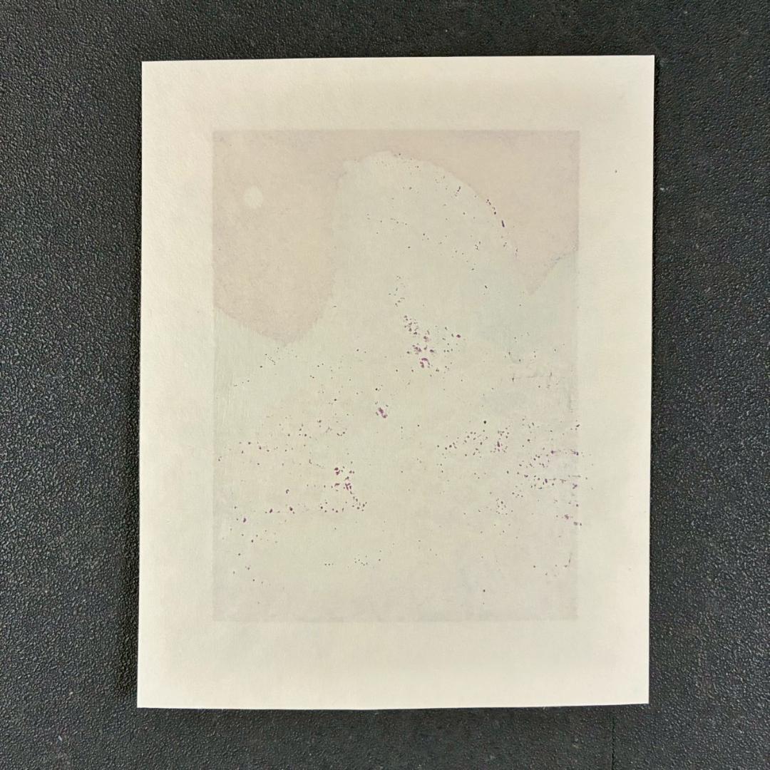 【最終値下げ】美品 牧野宗則「青い月」木版画 1987年制作 直筆サイン入り