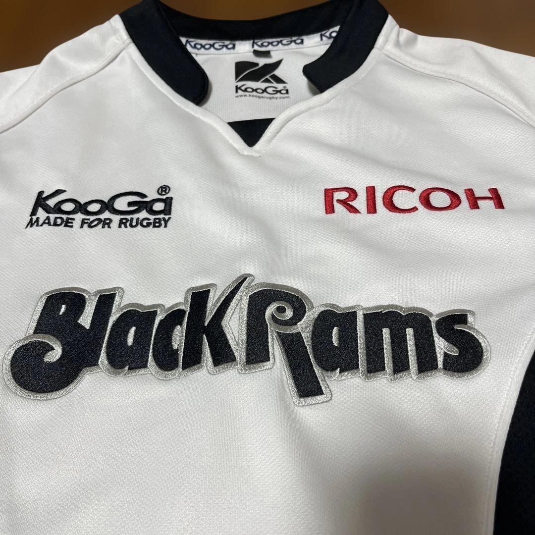 KooGa トップリーグBlack Rams ラグビーシャツ 白黒　Sサイズ