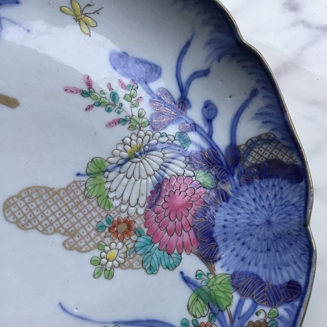 明治期　伊万里　花に蝶文　七寸皿　一客　最後の一客となりました