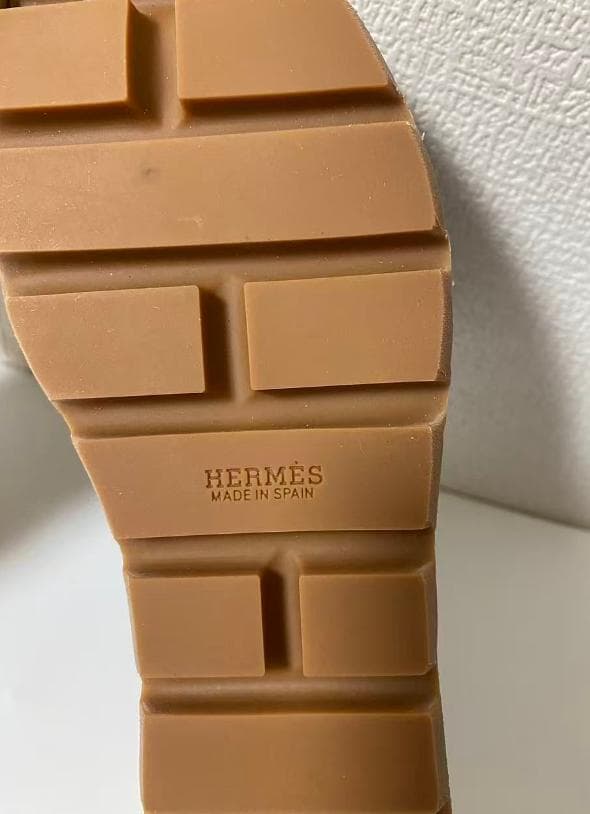 美品 HERMES 厚底Hサンダル 黒
