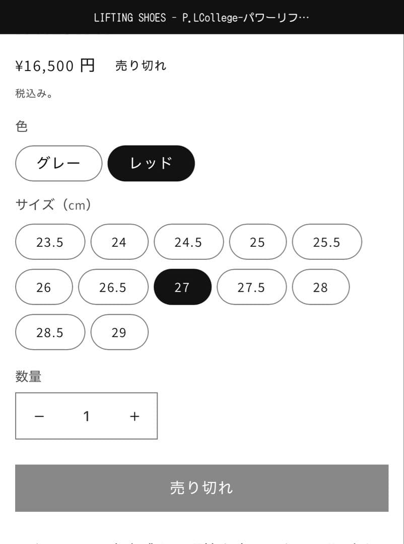 P.L. College ピーエルカレッジ　スクワットシューズ27.0cm