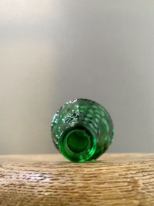 ビンテージ 花瓶 グリーン モヤモヤ デザイン ガラス フラワーベース 美品