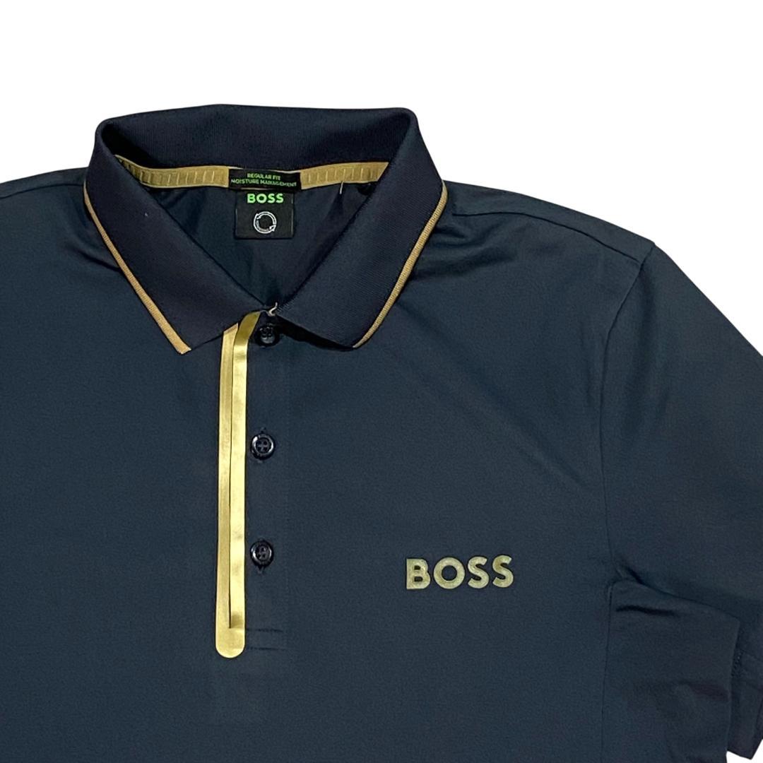 HUGO BOSS ヒューゴボス 半袖 ポロシャツ S ブラック ゴールド
