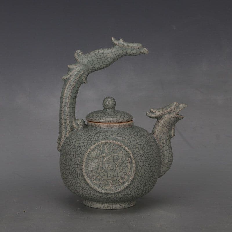 鳳紋神獣支釘長柄執壺 陶磁器 現代工芸品 美術品 装飾品 置物