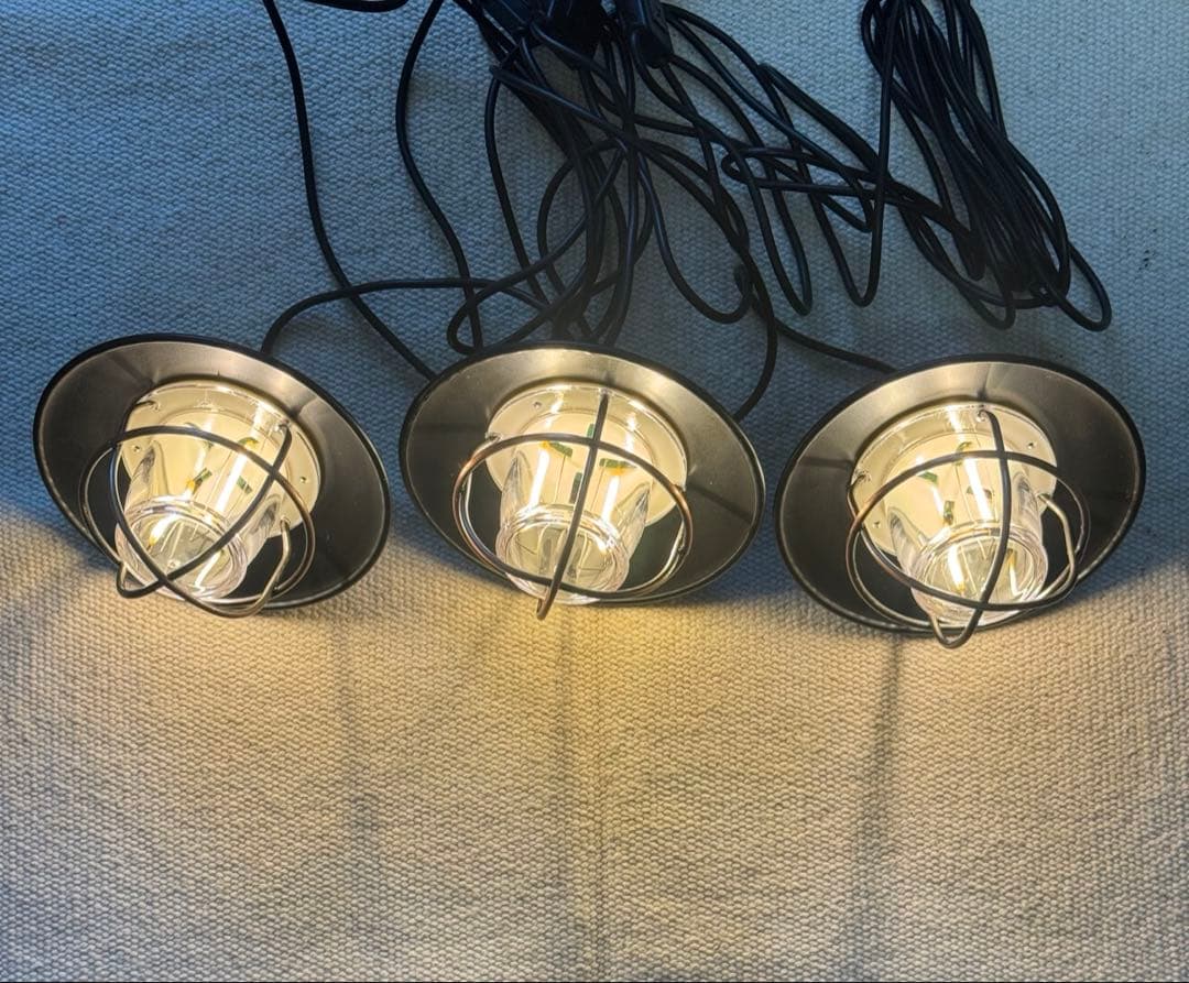 【美品】ベアボーンズ エジソンストリングライトLED 3連 アンティークブロンズ