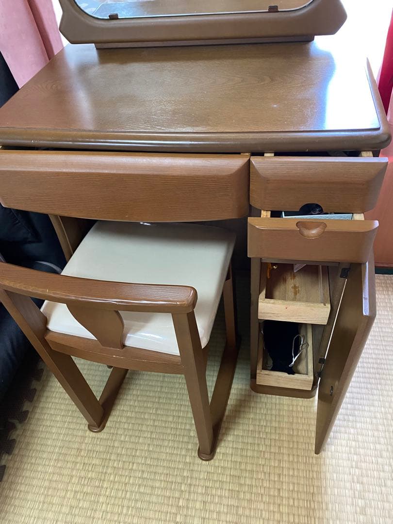 家具(ブラウン)一面鏡ドレッサー