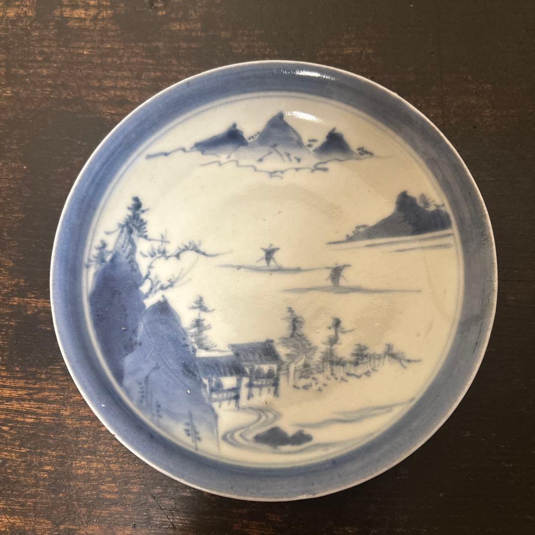 古伊万里　江戸中期〜後期　山水画　6寸皿5枚セット