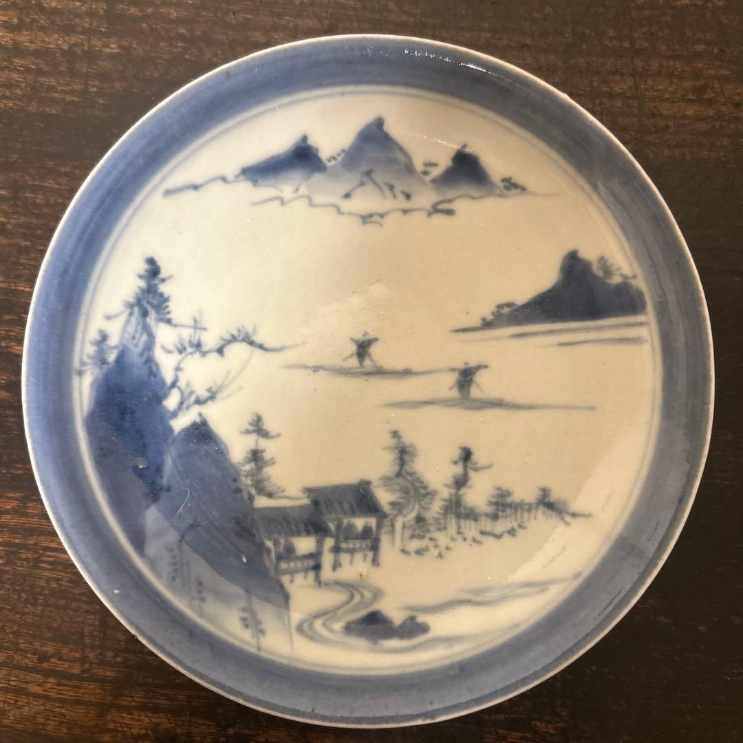 古伊万里　江戸中期〜後期　山水画　6寸皿5枚セット