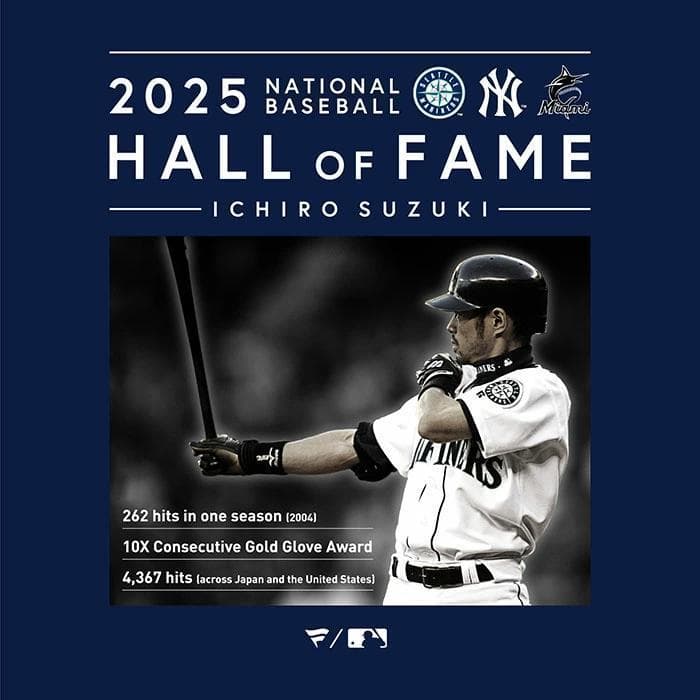 ICHIRO イチロー 米国野球殿堂入り記念 Tシャツ ネイビー Mサイズ