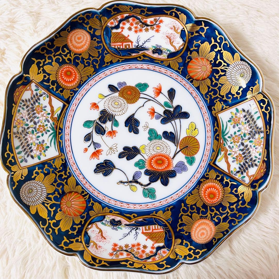 【未使用】琳派 古伊万里様式 飾皿 盛皿 美術 有田焼 其泉窯 大皿　31cm