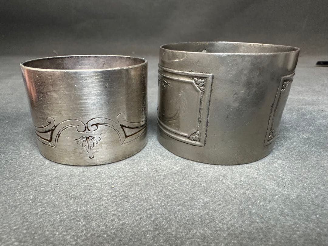 銀製　アンティーク　銀メッキ　ナプキンリング　箱置物　骨董　飾り物　古美術品
