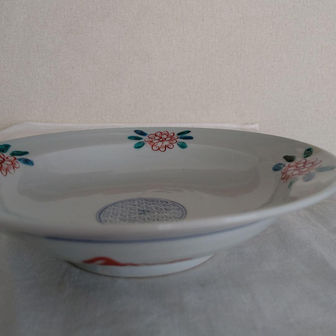 ☆最終価格☆レア物【新品未使用】九谷焼作家物 樋山真弓 色絵花と小紋6.5寸深皿