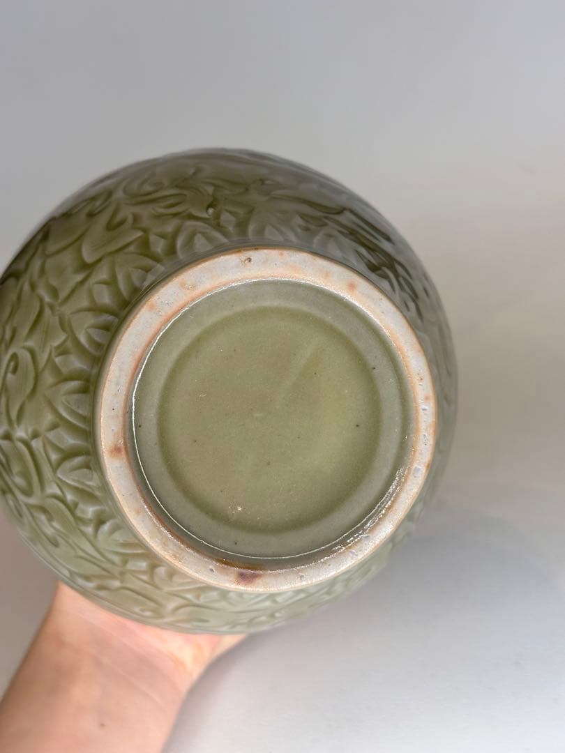 耀州窯 青磁 花瓶 中国古美術 时代物