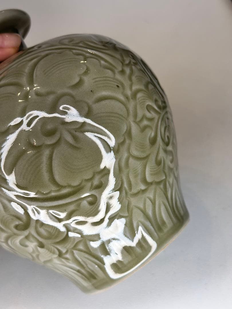 耀州窯 青磁 花瓶 中国古美術 时代物