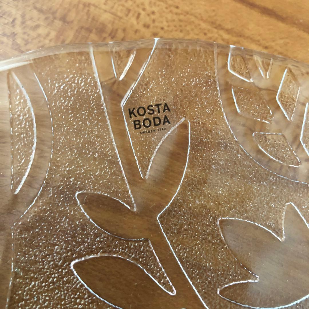 ［美品］KOSTA BODA ANNA 葉模様の透明皿 4枚セット