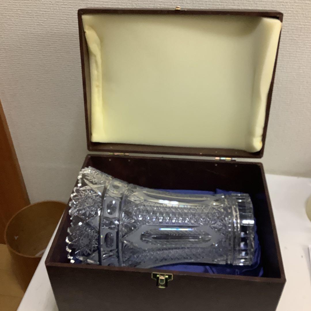 6049⑧★カットクリスタル花瓶 約25cm 高★
