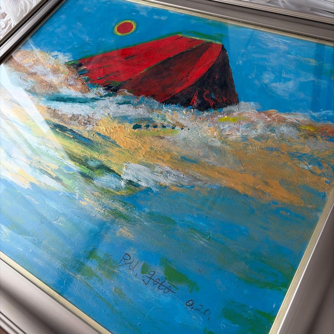 赤富士　絵画　アクリル