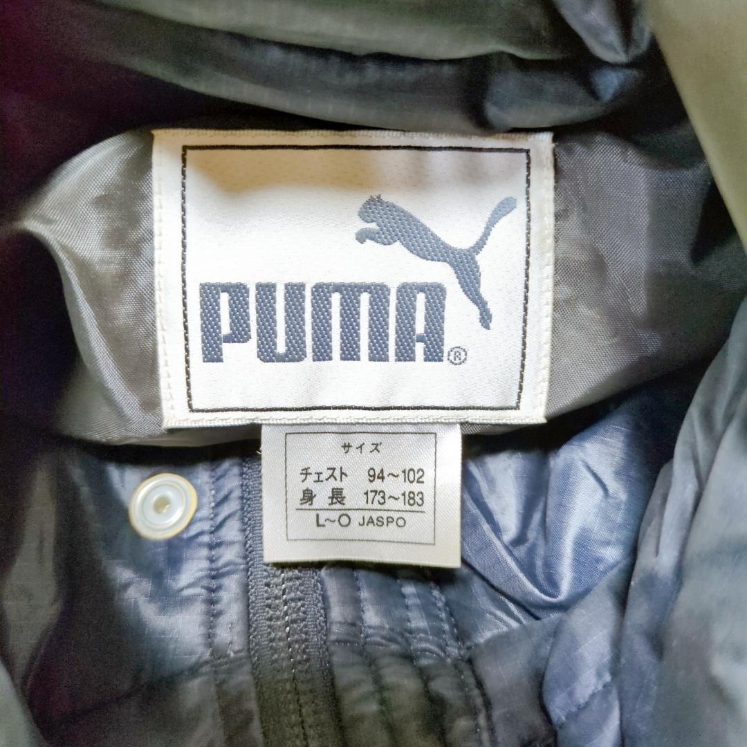 プーマ ロングダウンコート ベンチコート ブラック PUMA 刺繍ロゴ 極暖