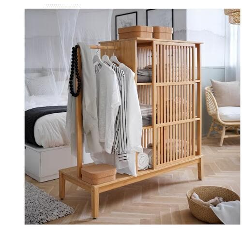 NORDKISAノールドシーサオープンワードローブ引き戸付き竹120x123cm