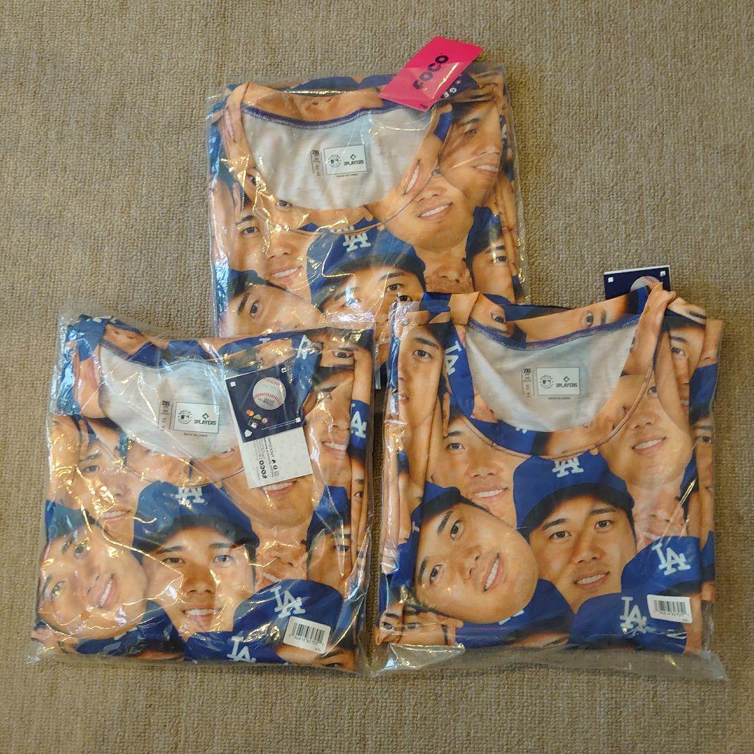 FOCO 大谷翔平 ドジャース Tシャツ 2XL 新品 未使用 顔だらけ ３枚