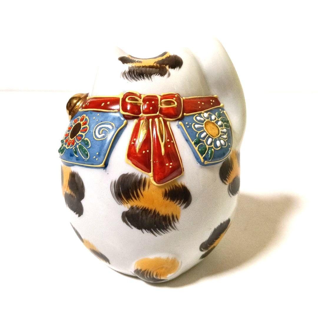 希少 九谷焼 招き猫 金三毛 Maneki Neko 手描き