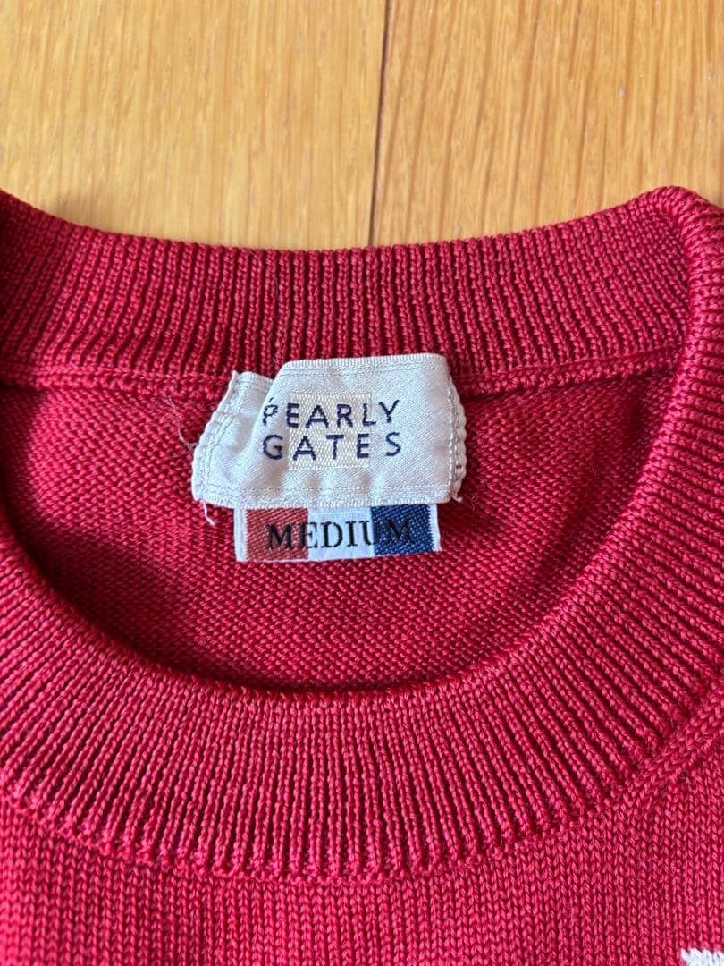 PEARLY GATES パッチワークセーター M 赤