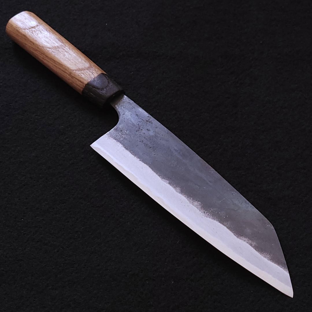 白紙1号 黒打 文化包丁 180㎜ G9368 栗柄 月光作 手作り