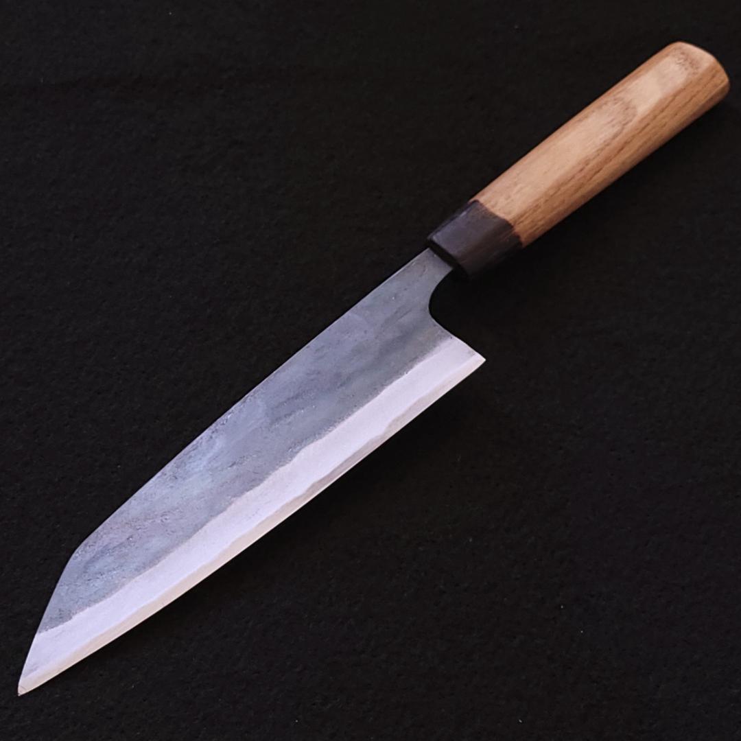 白紙1号 黒打 文化包丁 180㎜ G9368 栗柄 月光作 手作り
