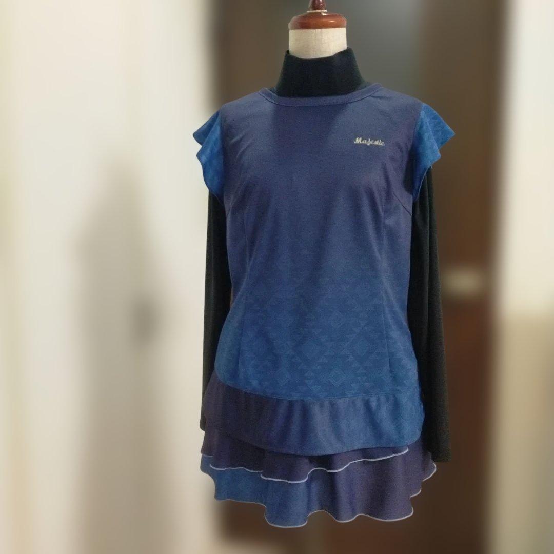 シャンシャン三点 テニス、スポーツTシャツ 青色 ポリエステル　Ｌ〜LL