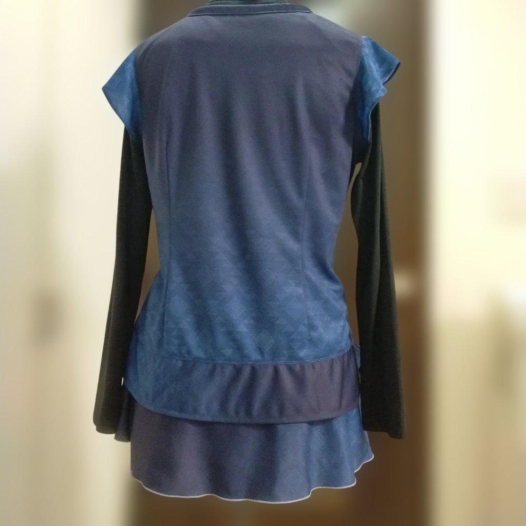 シャンシャン三点 テニス、スポーツTシャツ 青色 ポリエステル　Ｌ〜LL