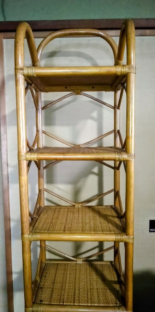 昭和レトロラタン製引き出し付ラック美品大型