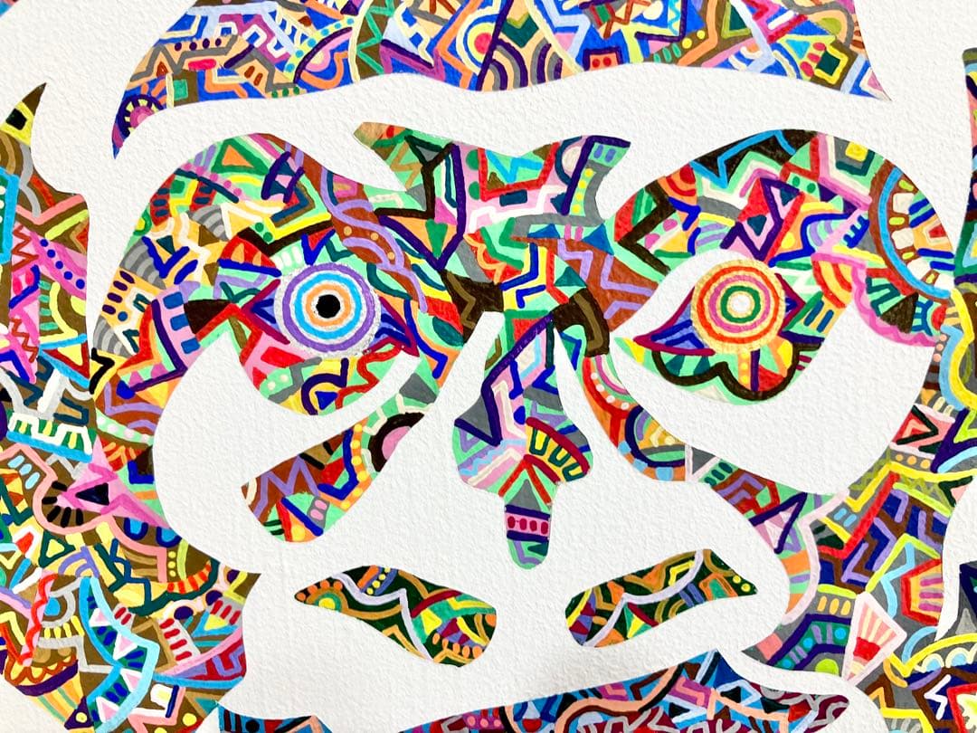 原画　ゴリラ　動物画　絵画　アクリル画　現代アート　細密画　一点物
