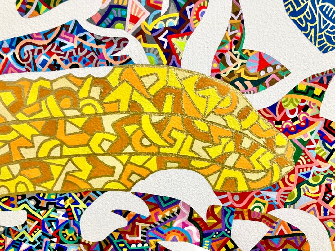 原画　ゴリラ　動物画　絵画　アクリル画　現代アート　細密画　一点物
