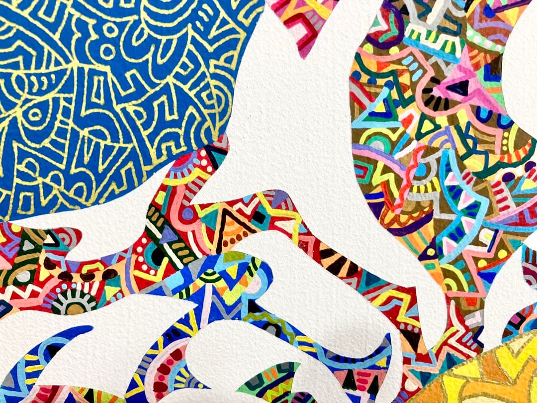 原画　ゴリラ　動物画　絵画　アクリル画　現代アート　細密画　一点物