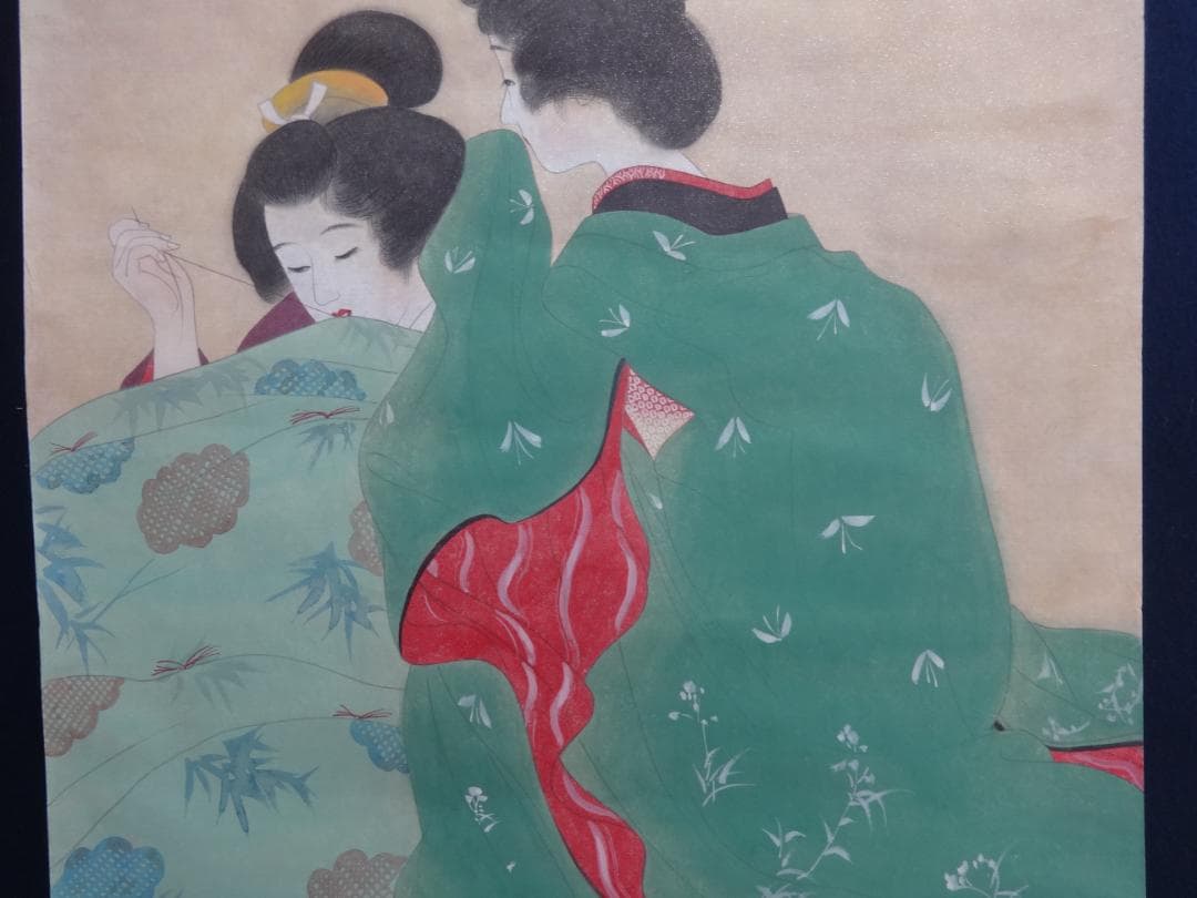 古*家様 伊東深水 ささやき 水彩画 1956年頃 紙本著色 肉筆 舞妓 芸妓
