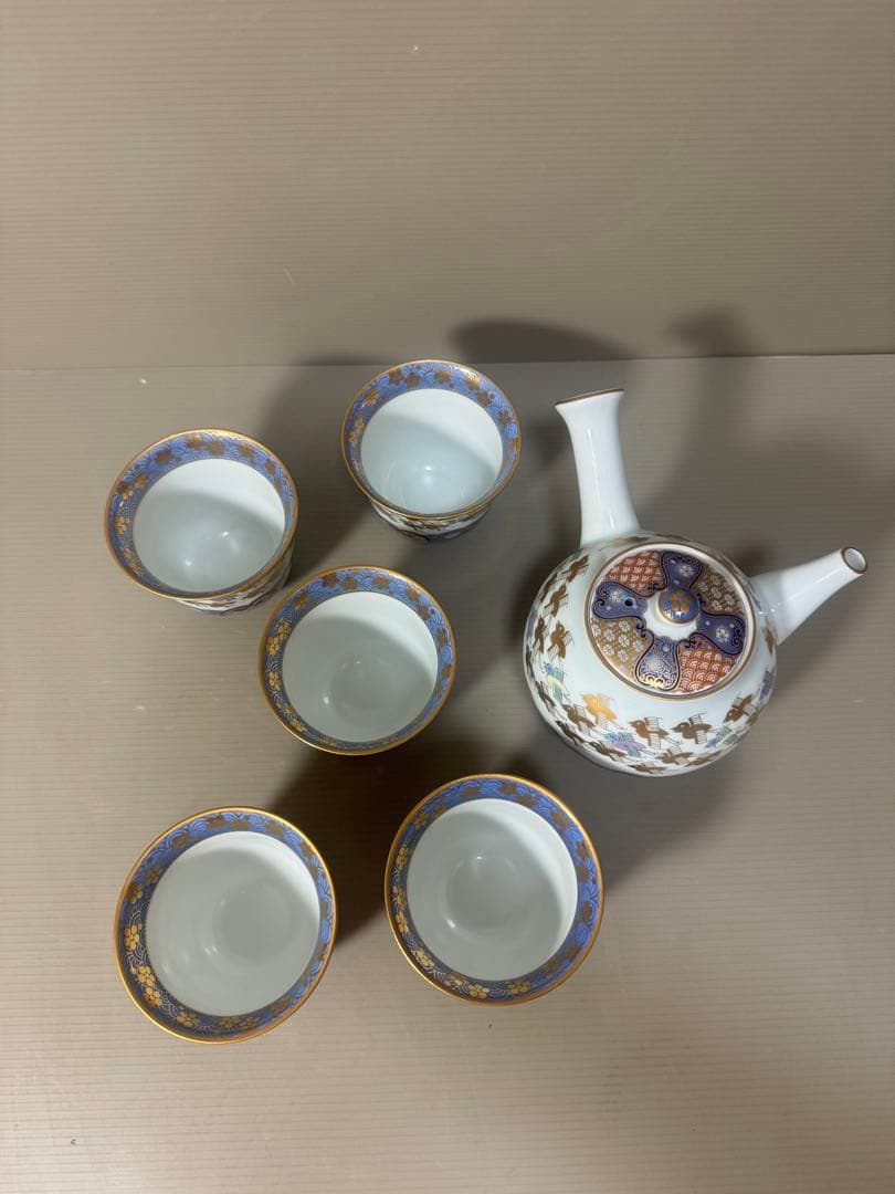2170 其泉　賞美堂　金彩千鳥祥瑞　茶器セット　急須1客　湯呑5客
