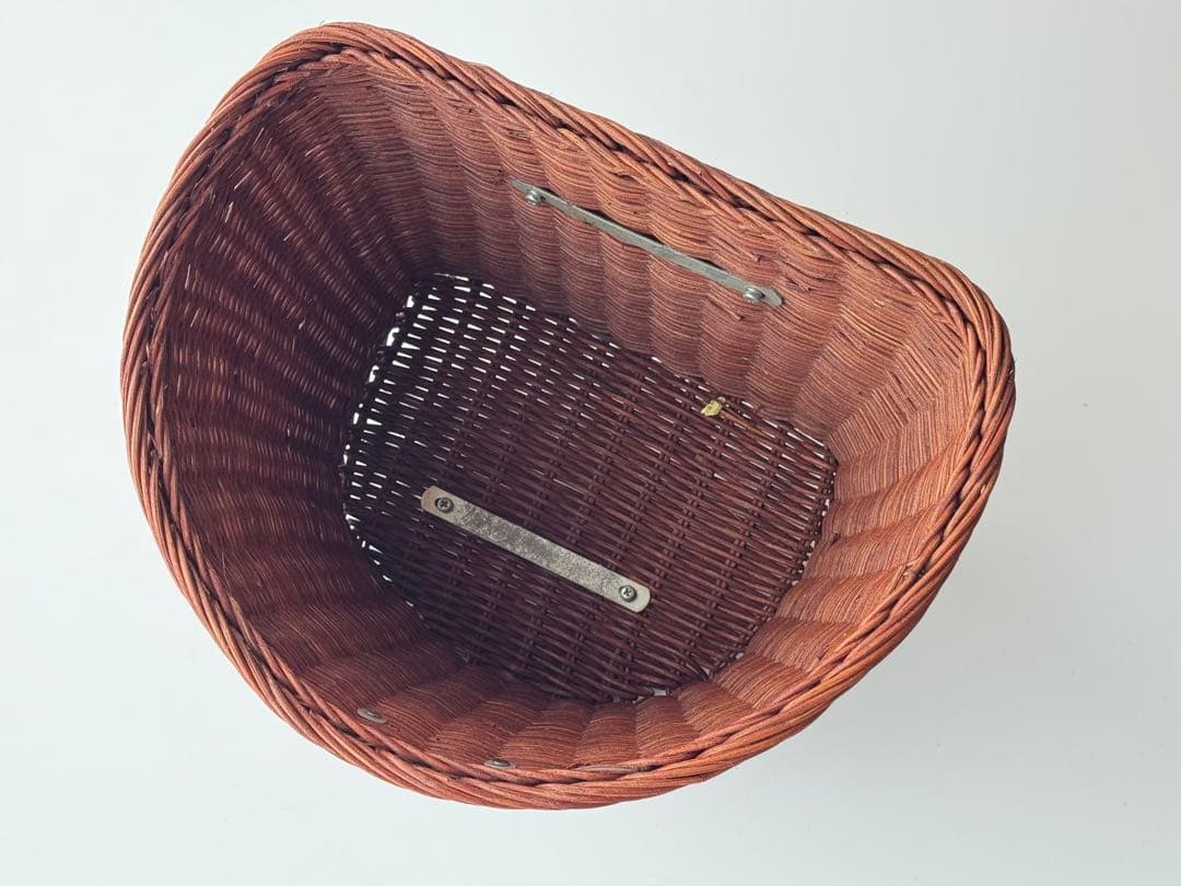 デッドストック 未使用 自転車 バスケット 籠 籐 ブラウン ラタン かご