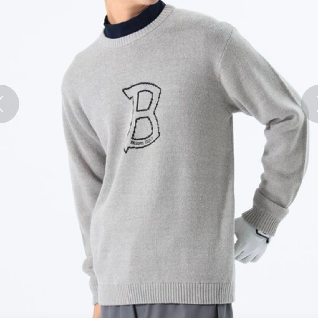 美品✨ビームスゴルフ Bマーク ニット プルオーバー グレー Mサイズ 24AW