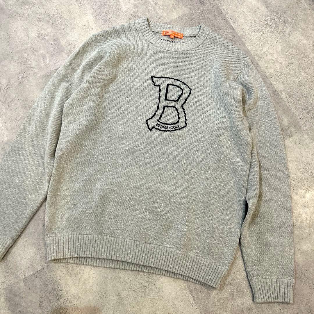 美品✨ビームスゴルフ Bマーク ニット プルオーバー グレー Mサイズ 24AW
