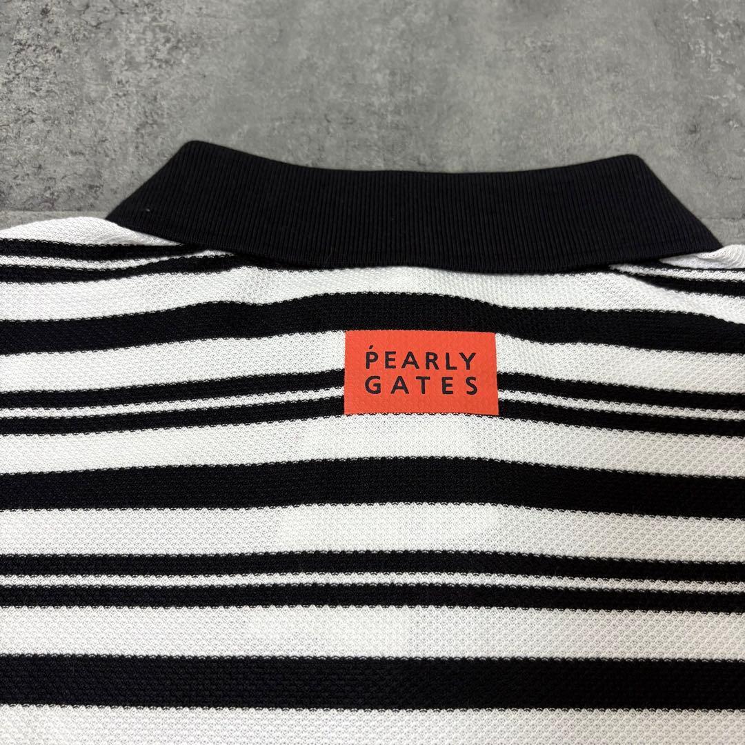 【新品】パーリーゲイツ　半袖ポロシャツ　M4G　ブラック×ホワイト　Mサイズ