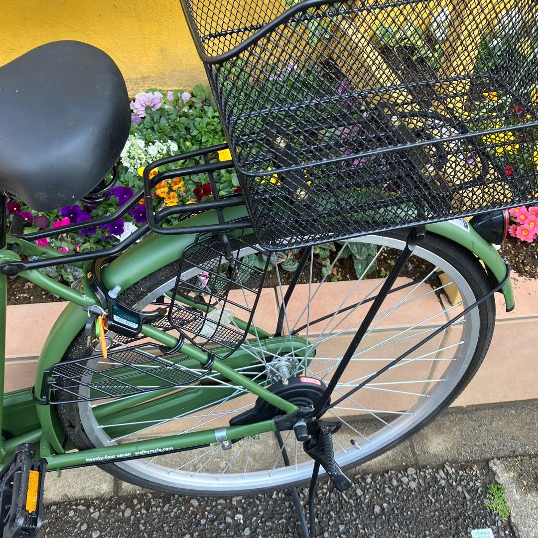 引き取り専用.緑色 シティサイクル バスケット付きサイズ26.BRANDほぼ新品