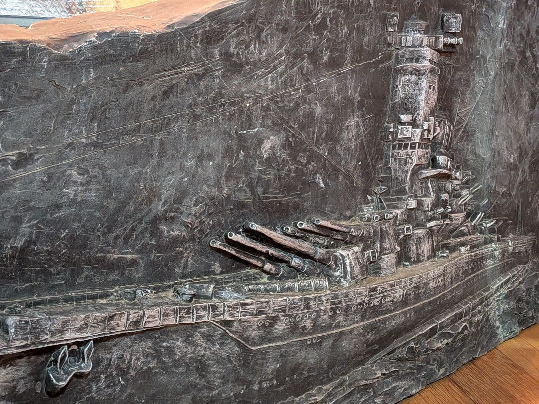 ド迫力大日本帝国海軍戦艦大和武蔵級大型１５０Ｘ縦７０Ｘ厚さ１５センチ稀少レリーフ