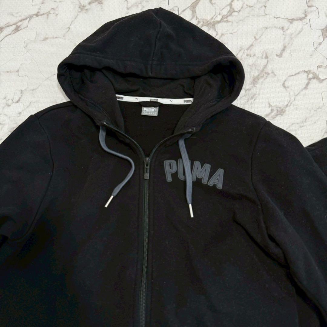 美品 PUMA セットアップ 上下 黒 M スウェット　フード付き ジャージ