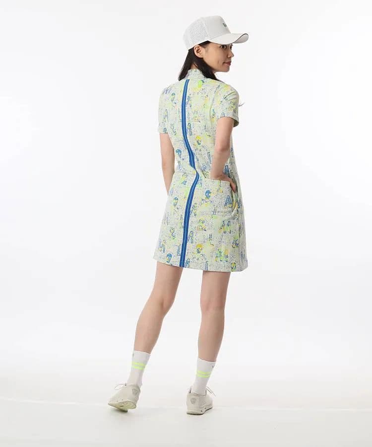 ★美品★MARK & LONA　モザイクロゴモックネックワンピース　38