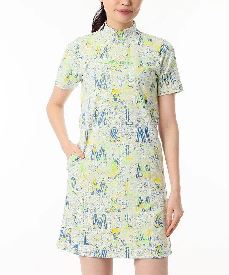 ★美品★MARK & LONA　モザイクロゴモックネックワンピース　38