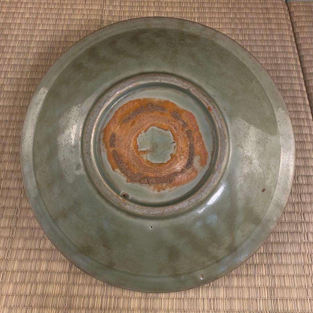 明時代　青磁大皿　中国古美術