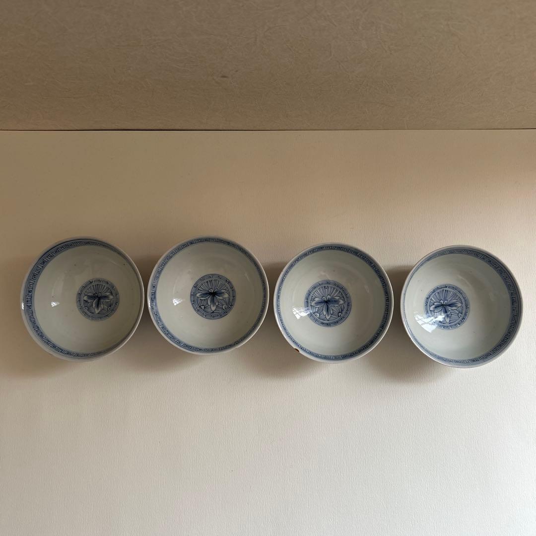 線描き　線画き　線画　湯呑み　茶碗　向付　古伊万里　骨董　皿