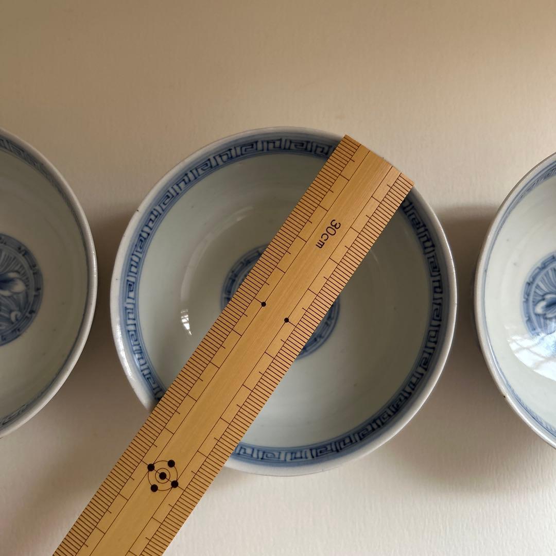線描き　線画き　線画　湯呑み　茶碗　向付　古伊万里　骨董　皿