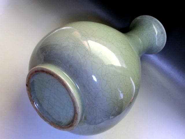 花瓶■青磁 氷結紋 大きい花器 大振り 古玩 唐物 時代物 骨董品■38.6cm